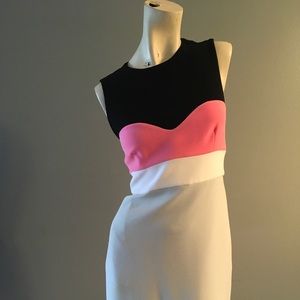 Diane Von FURSTENBERG brand new flattering bubble gum/black/white/feather size 8